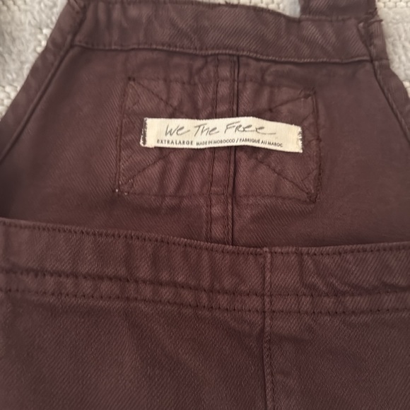 Free People Overall Smocked Mini Dress in Chocolate Brown Size X-Large NWT - Picture 6 of 13